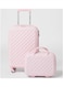 Partner 3-Piece Textured Checkered Luggage Trolley Set, Pink