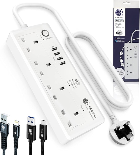 Smart Power Strip WIFI Extension 6FT Power Extensions Cord Overvoltage protection Socket 4-Way 4 USB Ports