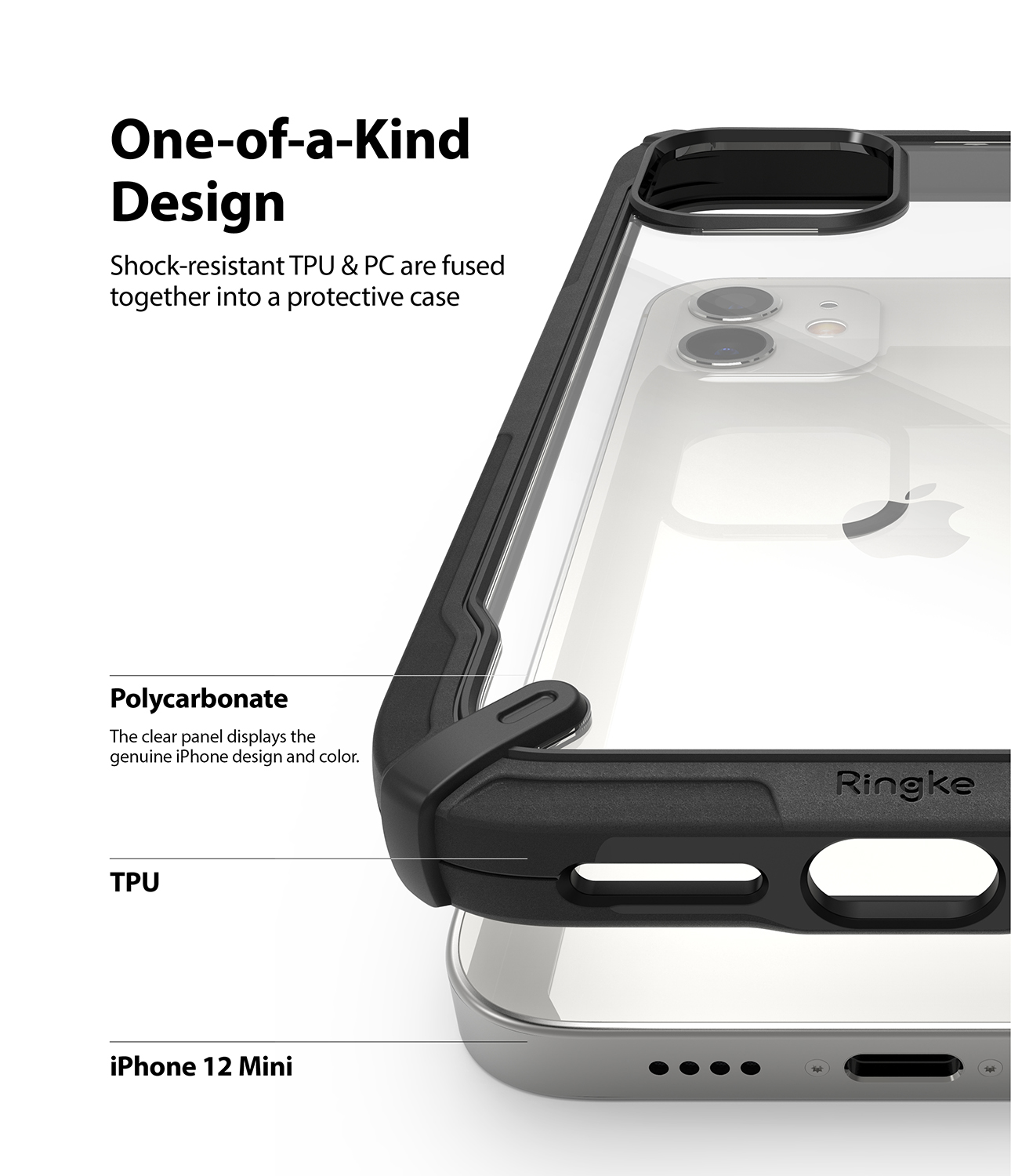 Ringke Cover for Apple iPhone 12 Mini Case (5.4 Inch) Hard Fusion-X Ergonomic Transparent Shock Absorption TPU Bumper [ Designed Case for iPhone 12 Mini ] - Black