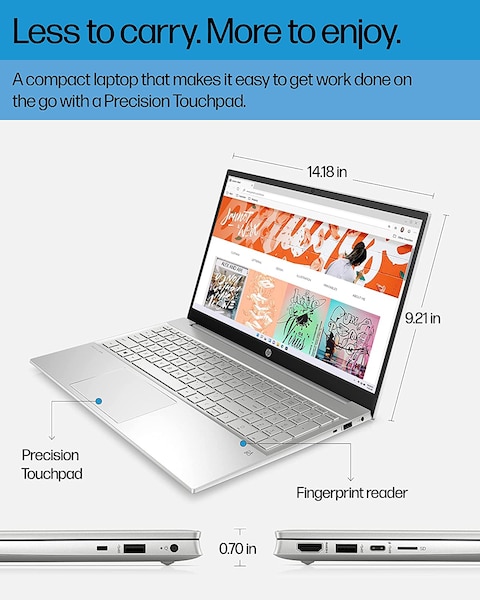 HP Pavilion Laptop, Intel Iris X Graphics, 12th Generation Intel Core processor, 8GB RAM, 512GB SSD, BrightView Full HD Display, Windows11 Home OS, Dual Computer Speakers, Wi-Fi 6 (15-eg2010nr, 2022)