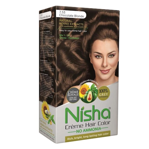 Nisha Cream Hair Colour 138ml 7.53 Chocolate Blonde