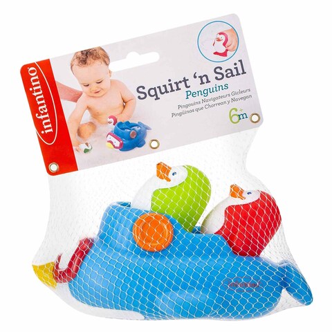 Infantino Squirt&#39;n Sail Penguins 6+ Months