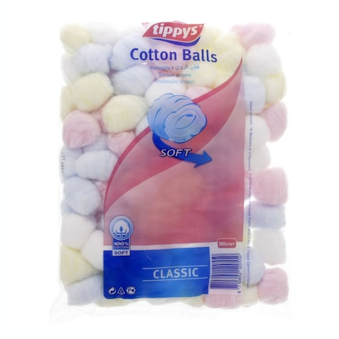 Tippys Soft Classic Coloured Cotton Balls 100 Count
