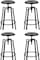 LANNY Set of 4 Black Adjustable Height Barstool/High Chair T3303, Antique Vintage Industrial Full Metal Furniture with Swivel Lift for Home/office/Restaurant/Desk/Bar/Caferteria/Kitchen/Coffee