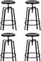 LANNY Set of 4 Black Adjustable Height Barstool/High Chair T3303, Antique Vintage Industrial Full Metal Furniture with Swivel Lift for Home/office/Restaurant/Desk/Bar/Caferteria/Kitchen/Coffee