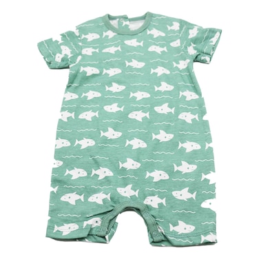 LA Collection Baby Boy Short Sleeve Shorts Romper_Green_9-+