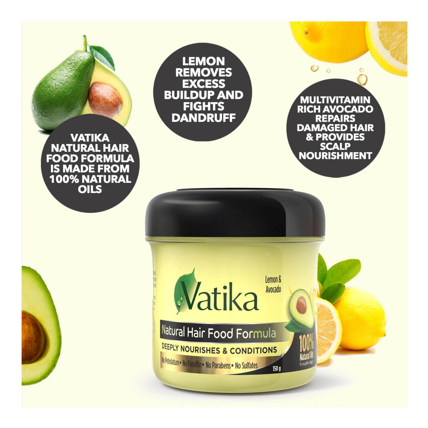 Dabur Vatika Naturals Hair Food With Lemon And Avocado Yellow 150g