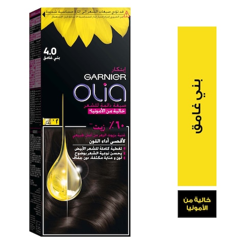 غارنييه أوليا صبغة شعر بدون أمونيا 4.0 - بني داكن.