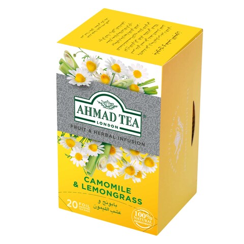 Ahmad Tea Chamomile Lemon Grass Tea 20 Foil Enveloped Tea Bags