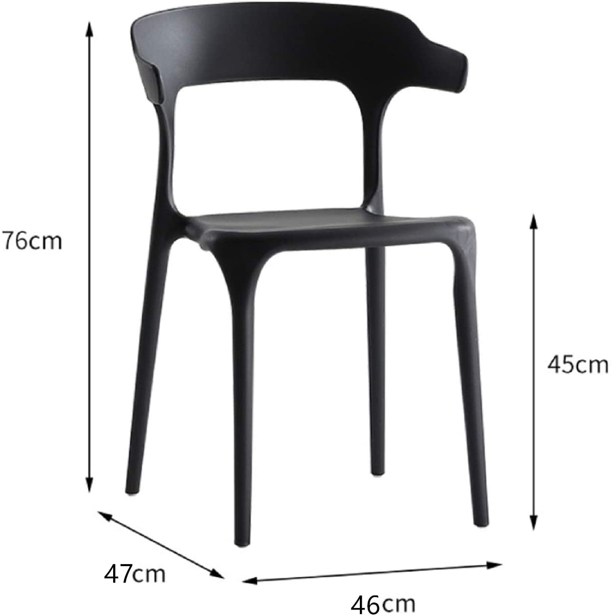 LANNY Horn Plastic Chair 715BLACK Modern Style Lounge Chair for Kitchen Dining Bedroom Living Room Side Chairs