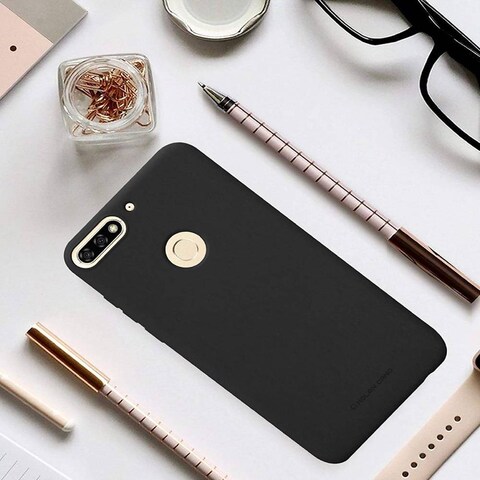 Protective Soft Silicone Case Cover For Huawei y7 2018 Black