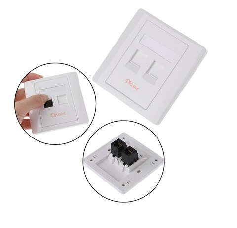 DKURVE&reg; RJ45 Faceplate Cat6 1 Port RJ45 Socket Network UK Plate Dual Port