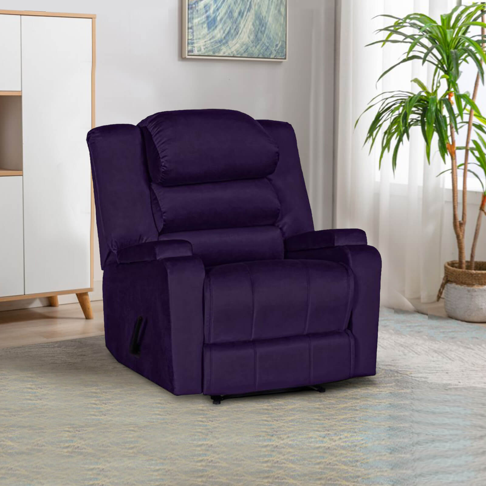 Buy In House Velvet Rocking & Rotating Recliner Chair With Storage Box ...