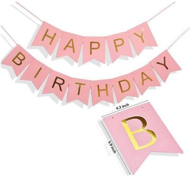 Party Propz Pink Happy Birthday Banner For Birthday Decoration Items For Girls, Wife,Girlfriend Or Party Decoration
