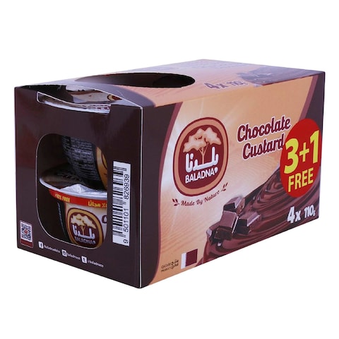 Baladna Chocolate Custard 110g x Pack of 4