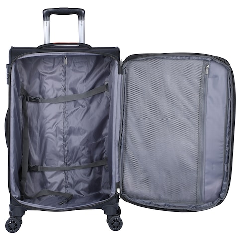 Eminent Expandable Luggage Trolley Bag Soft Suitcase for Unisex Travel Polyester Shell Lightweight with TSA lock Double Spinner Wheels E751SZ Large Checked 28 Inch Black
