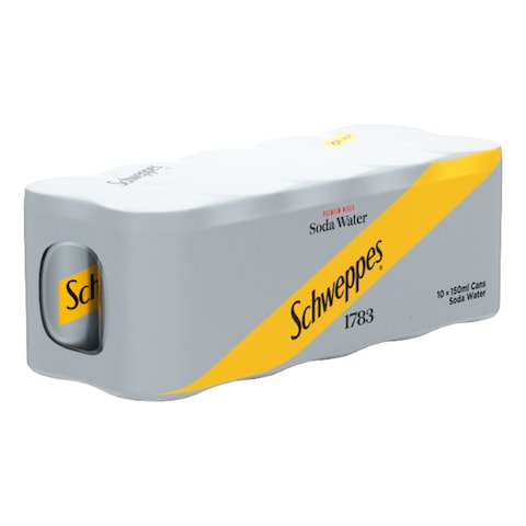 Schweppes Soda Water Soft Drink Can 150ml Pack of 10