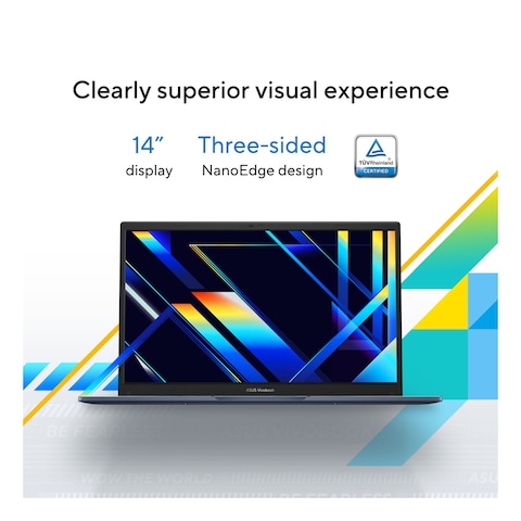 ASUS Vivobook 14 X1404ZA-NK271W, Intel Core i5-1235U, 8GB RAM, 512GB SSD, 14-inch FHD, Windows 11 Home, Quiet Blue, English/Arabic