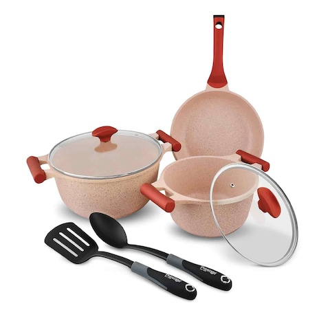 Prestige Granite Cooking Set 7 Pieces Pink