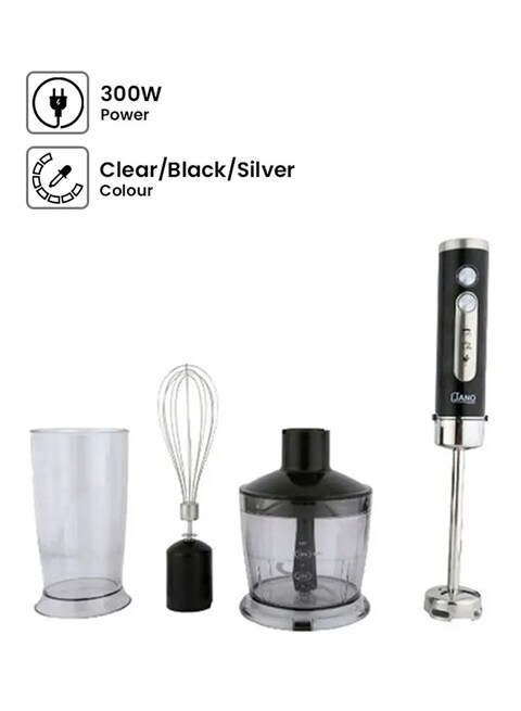 Alsaif-Elec 4 In 1 Electric Hand Blender, 300W, E02420, Clear/Black/Silver