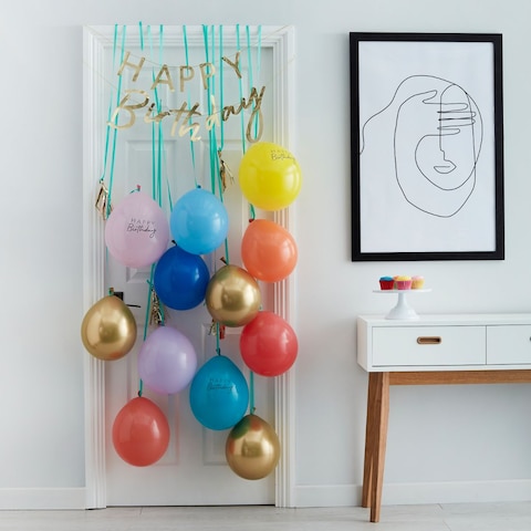 Ginger Ray Happy Birthday Rainbow and Gold Balloon Door Kit