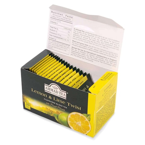 Ahmad Tea Lemon And Lime Twist Flavoured Black Tea Bags - 20 Sachets