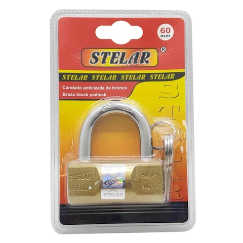 STELAR BRASS BLOCK PADLOCK 60MM