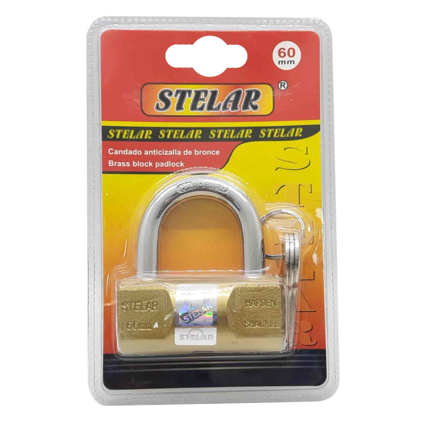 STELAR BRASS BLOCK PADLOCK 60MM