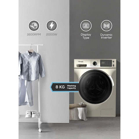 Bompani 8kg Front Load Washer, 16 Programs, 1-Year Warranty-Silver BO3003BI2878SS