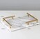 1CHASE&reg; White Marble Tray with L Shaped Golden Handles- Vanity Trinket Tray, Decorative Tray for Bedroom and Living Area, Perfume, Makeup, Jewellery Tray, Serving Tray, Coffee Table Tray&hellip;