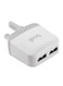 Budi Dual USB Port Adapter White