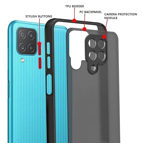 Protective Matte Case Cover For Samsung A12 Black
