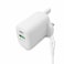 mpBLBERRI BLB-T101 20w USB-A &amp; USB-C PD Fast Charger, Micro-USB Cable, White