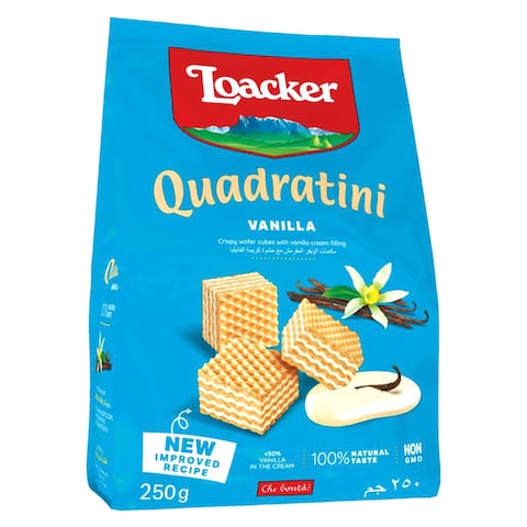 Buy Loacker Quadratini Vanilla Wafers 250g in UAE