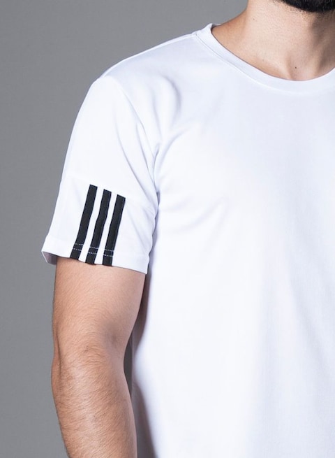 Mei Stylish Men T-Shirt And Shorts Set Suitable For Indoor And Outdoor, XXL Size, White &amp; Black