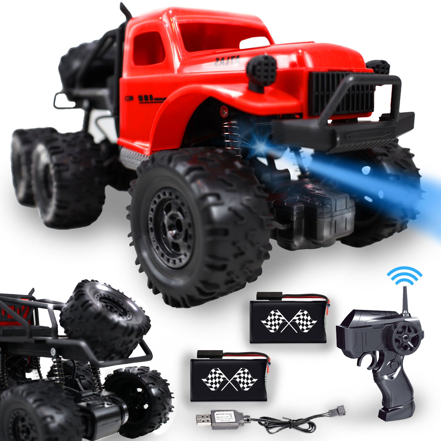 Buy Kidwala RC Rock Crawler 6 wheels climbing Red truck, Offroad Car ...