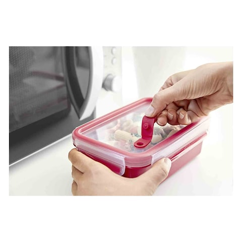 Tefal Master Seal Micro Rectangle Food Storage Red Clear 0.8L