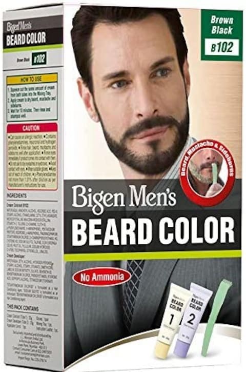 Bigen Men&#39;S Beard Colour, No Ammonia Formula With Aloe Extract &amp; Olive Oil - 102 Brown Black