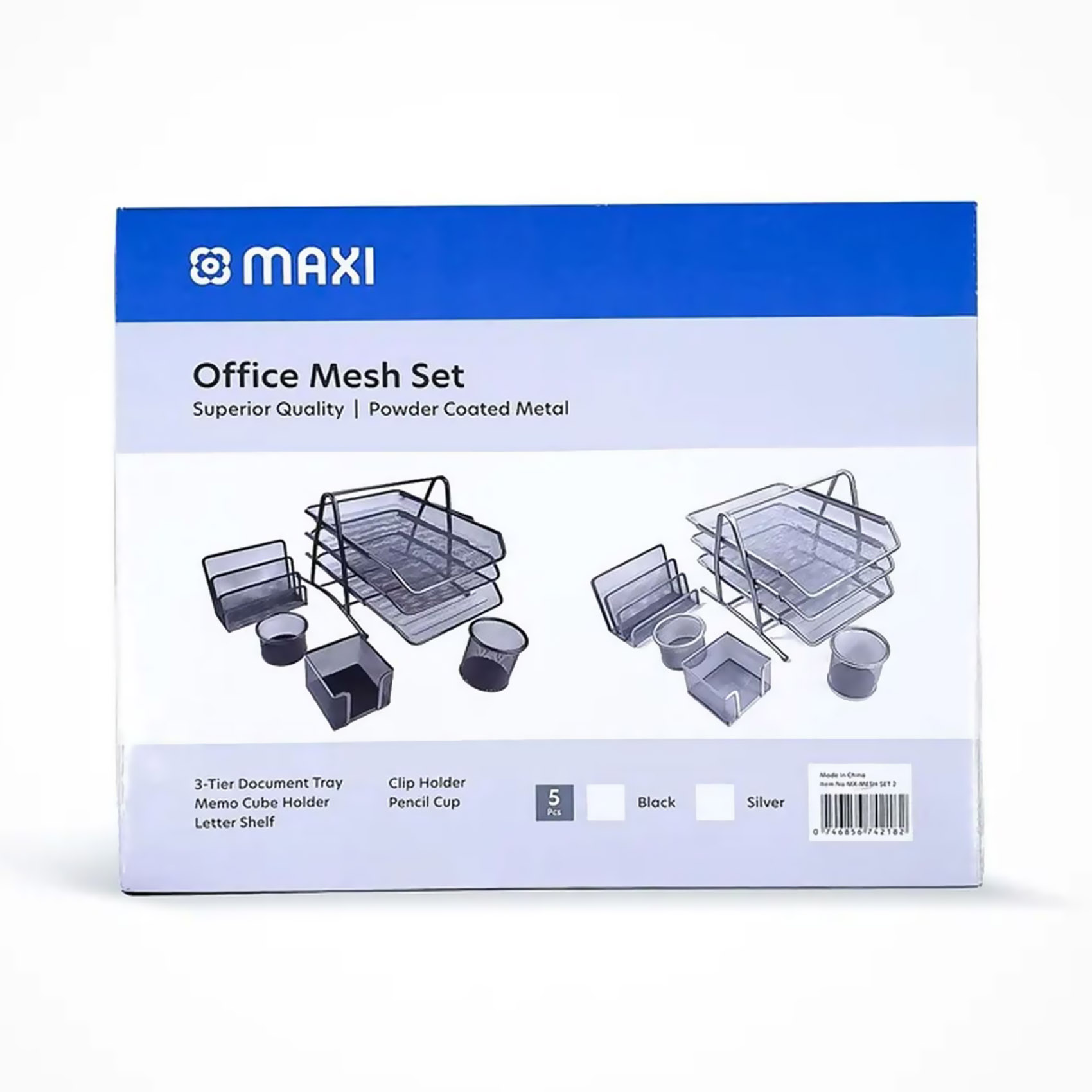 Maxi Mesh Executive Desk Organizer Set Black 5 PCS