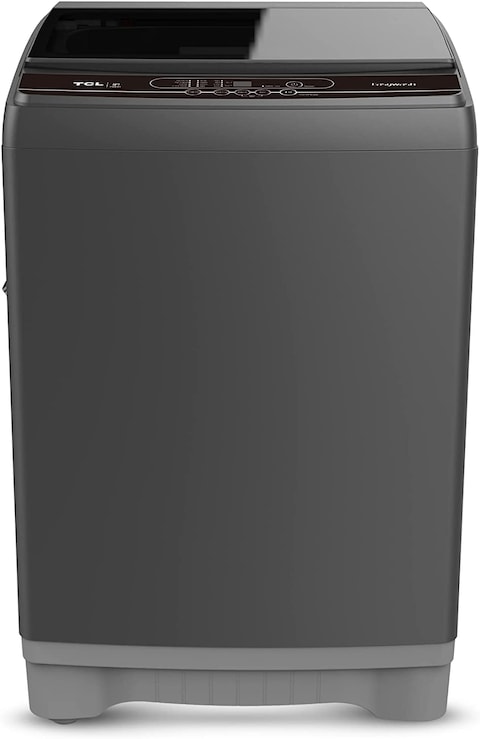 TCL 16KG Fully Automatic Top Loading Washing Machine, 8 Programs, Large Size Top Load Washer With Spin Dry, LED Display, Child Safety Lock, Tempered Glass Lid, Silver-Grey Colour, F116TLS