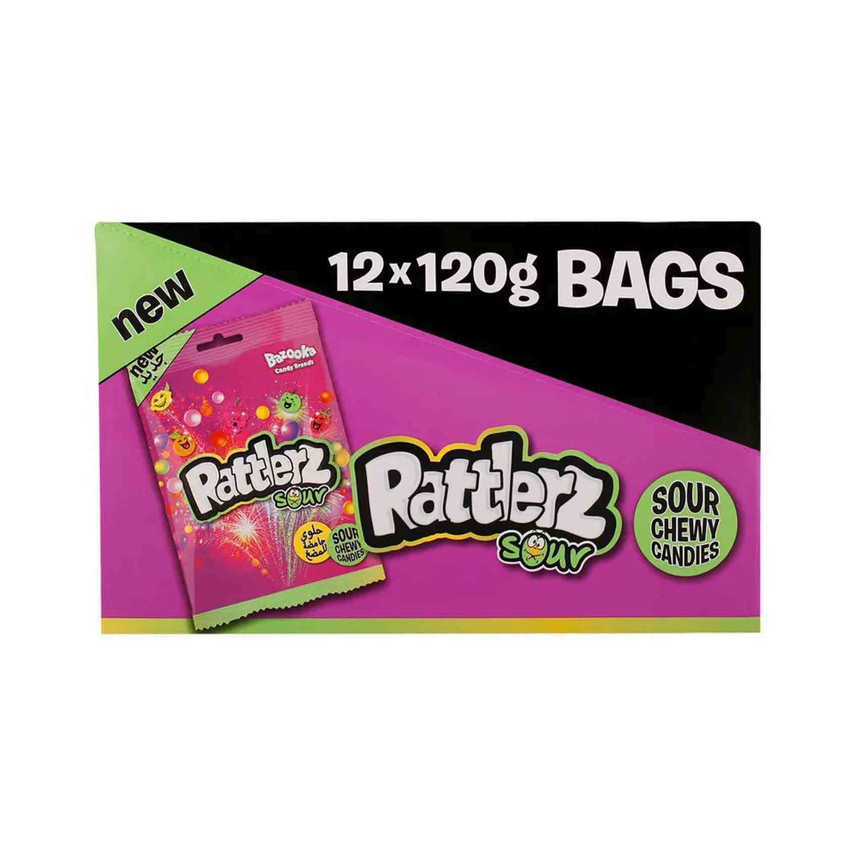 Bazooka Rattlerz Sour Chewy Candy 120g Pack of 12