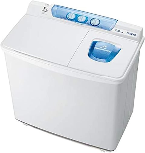 Hitachi 10.5KG Twin Tub Top Load Washing Machine With Semi Automatic 9KG Dryer Capacity, Air Jet Dry With Nano Titanium Filter, Dust Cover, Turbo Drying, 2-Way Wash Action, White, PS1100KJ3CGXWH