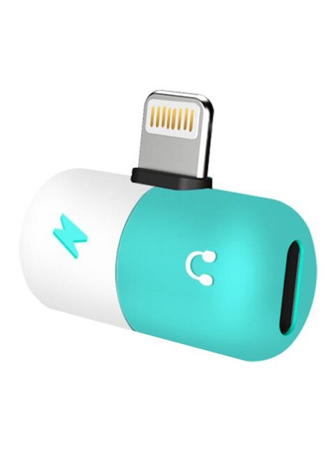 Generic - 2-In-1 Interface Mini Dual Lightning Splitter Adapter Blue/White