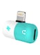 Generic - 2-In-1 Interface Mini Dual Lightning Splitter Adapter Blue/White