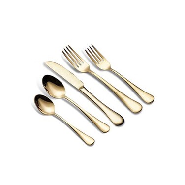 NJM 5 Pcs Stainless Steel Gold Color Cutlery Set