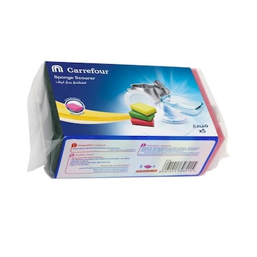 Carrefour Multicoloured Sponge Scourer 5 PCS