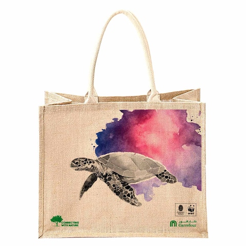 Carrefour Turtle Printed Juco Bag Multicolour