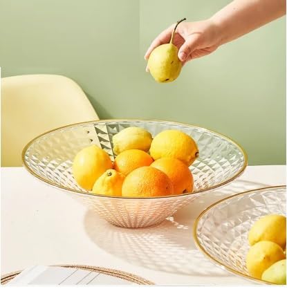 Atraux Set Of 3 Textured Clear Round Fruit Bowls With Gold Rim