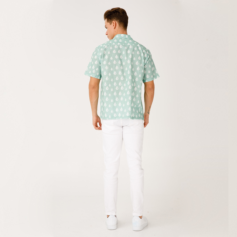 AnemosS Sailboat Patterned Man Shirt - XL, Custom Design, Marine Theme,  Cotton Fabric, Sailboat Pattern, XLarge Size