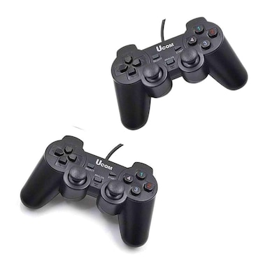 Ucom Pc Dual Shock Joypad Wired USB Gaming Controller Black, 2-In-1 (Uc-Js704S2)